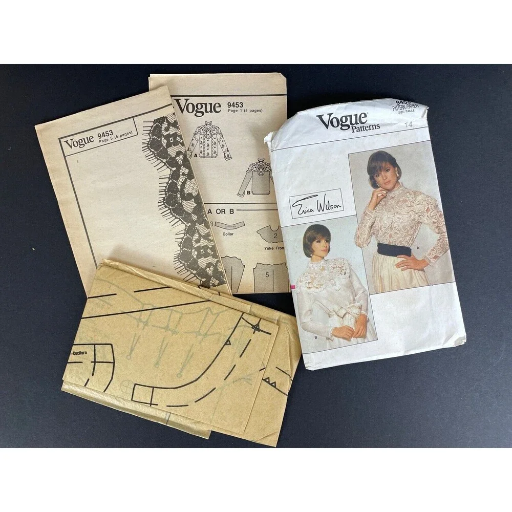 Vogue Pattern 9453 Misses Blouse make two styles size 14 By Erica Wilson UNCUT